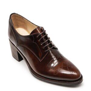 THE OFFICE OF ANGELA SCOTT Women's Mahogany Miss Button MIdheel (size 38) EUC